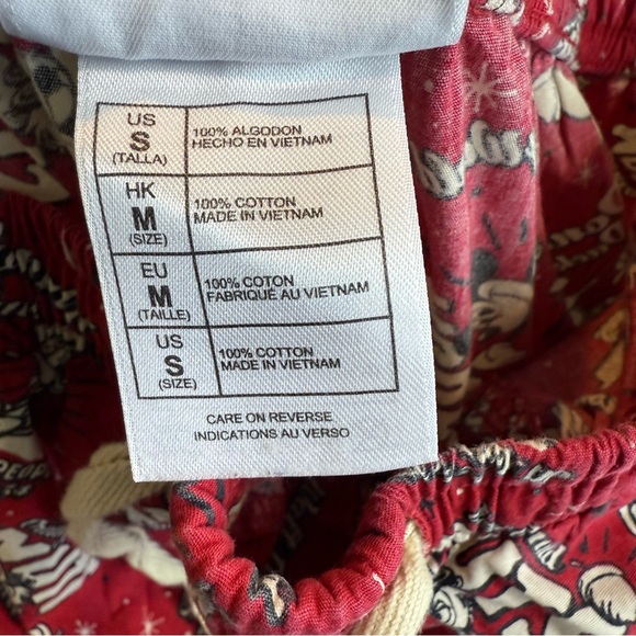 Disney Parks Mickey Mouse Donald Duck Goofy Lounge Pants Red Cotton Drawstring S - Picture 6 of 8